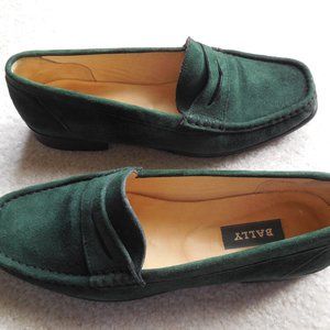 Bally Loafers Women's Size 8.5 Forest Green Suede